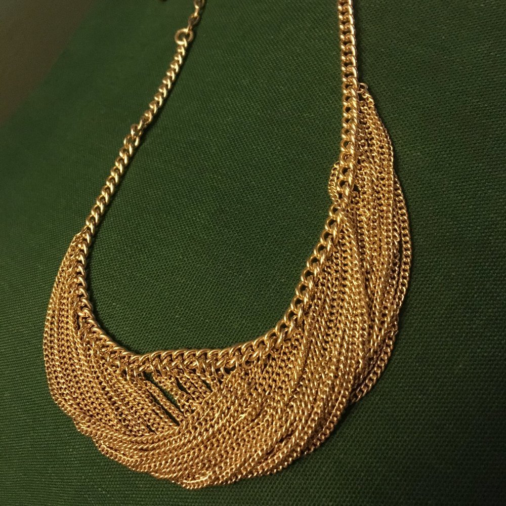 Vintage, Gold tone multi strand Bib necklace